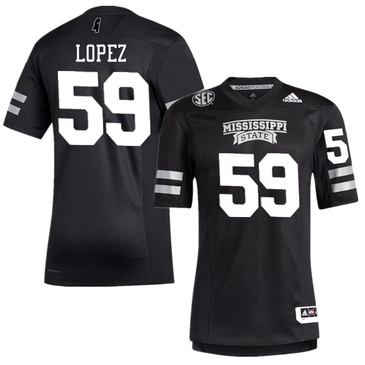 Men #59 Alex Lopez Mississippi State Bulldogs College Football Jerseys Stitched-Black